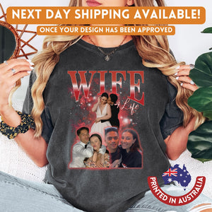 Custom Bootleg Retro Vintage Funny Rap Shirt, Custom 90's Tee, Wife For Life, Personalised Boyfriend Tee, Gift for Husband, Gift For Wife