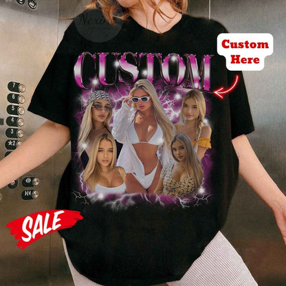 Custom Bootleg Rap Tee, Girlfriend, Boyfriend Tee, Shirt with Face Photo Vintage T Shirts, Your Own Picture Idea, Personalized Birthday Gift