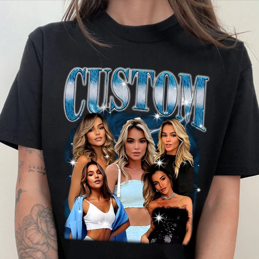 Custom Photo Bootleg T Shirt With Face Girlfriend Vintage Rap Tee, Custom Bootleg Rap Tee T shirt, Custom Photo Shirt, CUSTOM Bootleg