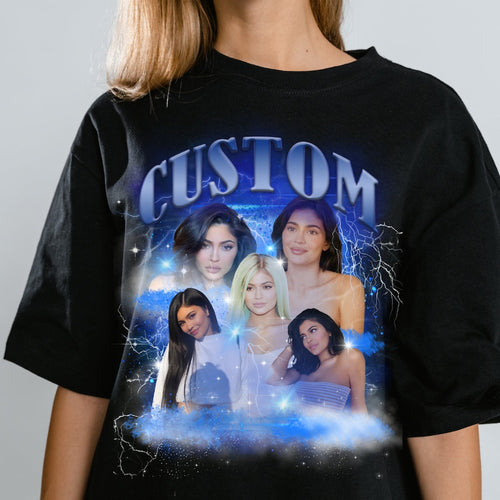 CUSTOM Bootleg Rap Tee, Use your Custom Photos - Vintage Graphic 90s T-shirt, CREATE your OWN tee gift | Inkyo