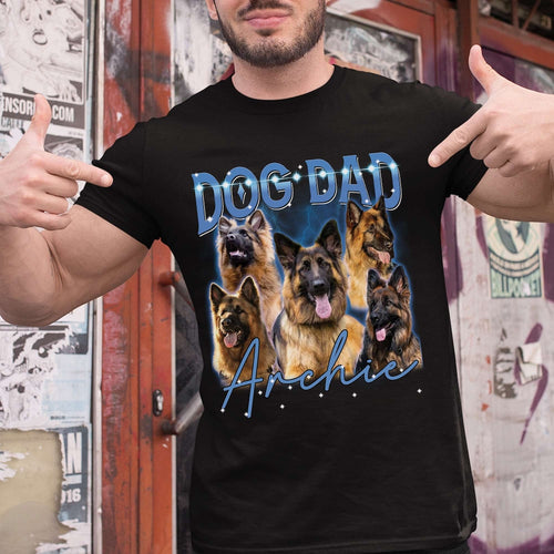 Custom Bootleg Rap Tee For Dog Dad, Personalized Dog Photo Bootleg Shirt, Retro Vintage Bootleg Shirt, Custom Photo Gift For Dog Owner Papa