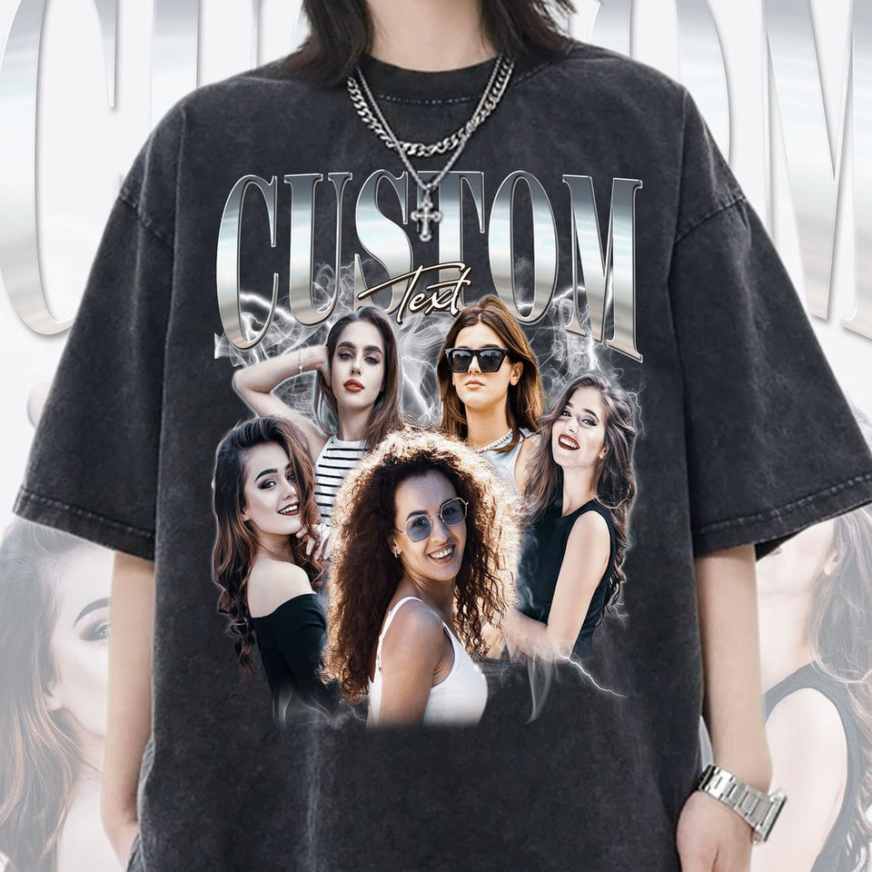 Custom Your Own Bootleg Comfort Color T-Shirt,Customize photo girlfriend face Idea Tee,Custom Rap Tee T-shirt,Gift For Him,Gift For Her,y2k,