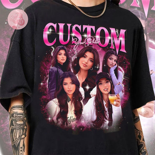 Custom Bootleg Rap Tee, Vintage Custom Funny Rap Shirt, Custom Photo Vintage T Shirts, Custom Girlfriend Shirt, Valentine Gift For Boyfriend
