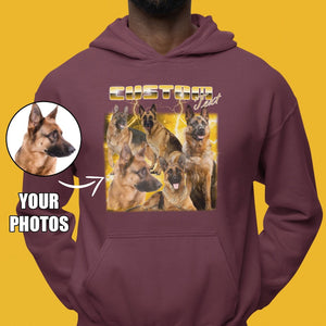 Retro Custom PET SWEATSHIRT, Bootleg Rap Tee, Personalized Cat Dog Sweater, Custom Dog Cat Graphic Hoodie, Customized Pet Lover Gift;