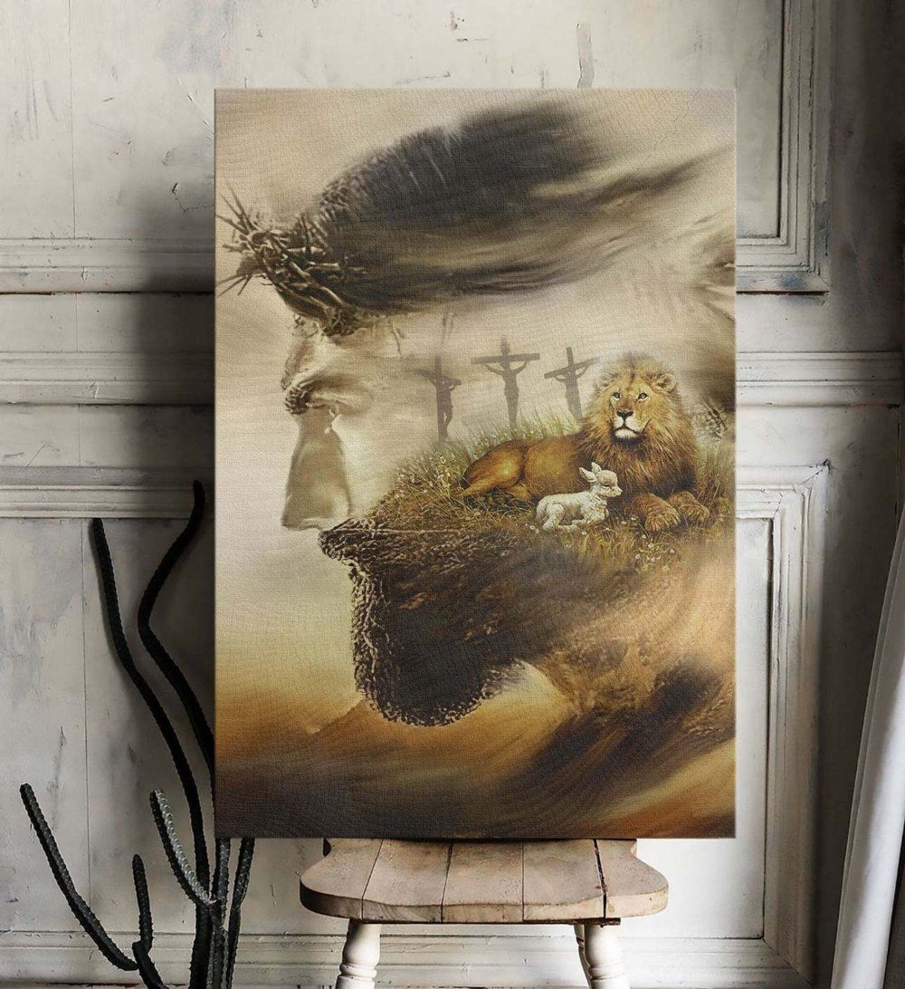 Amazing Lion And Lamb Jesus - Matte Canvas