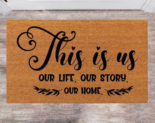This is our Life Pet Lover Gift Christmas Rug Last Name Doormat Family Name Rug New Year Gift