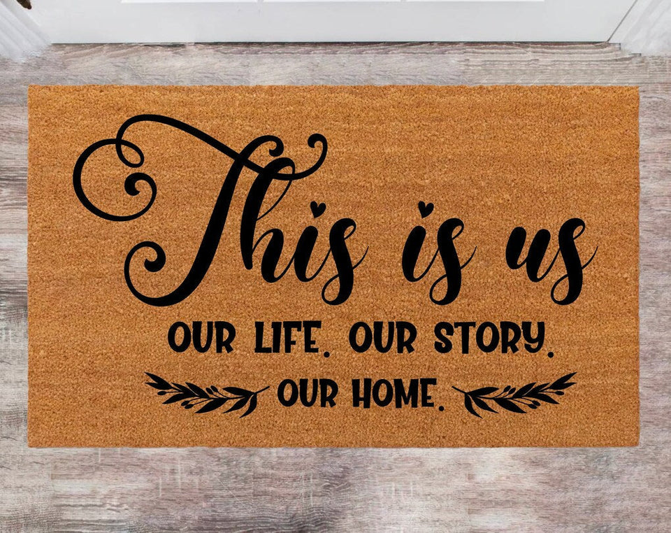 This is our Life Pet Lover Gift Christmas Rug Last Name Doormat Family Name Rug New Year Gift