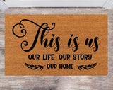 This is our Life Pet Lover Gift Christmas Rug Last Name Doormat Family Name Rug New Year Gift