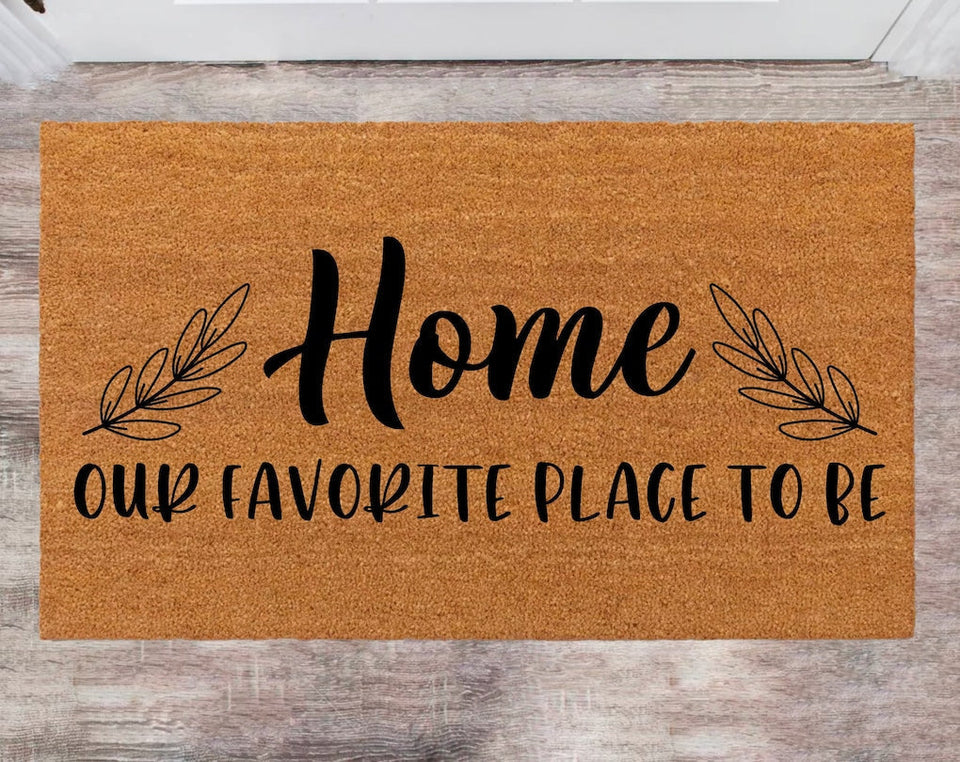 Home Our Favorite Place To Be PetLover Gift Christmas Rug Last Name mat Family Name Rug New Year Gift
