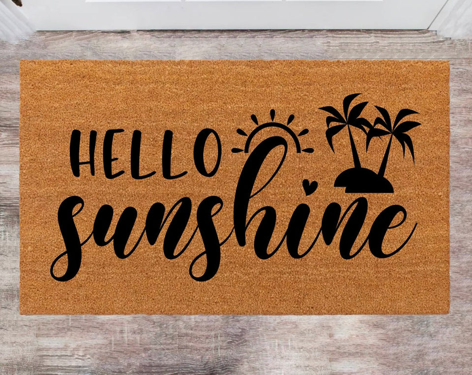 Hello Sunshine Pet Lover Gift Christmas Rug Family Name Rug New Year Gift Anniversary Gift Porch Decor