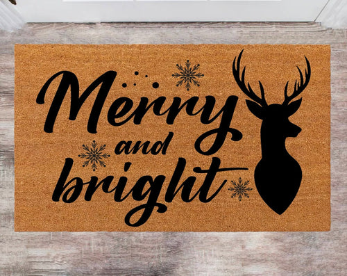 Merry And Bright Christmas Doormat Family Name Rug New Year Gift Anniversary Gift Monogram rug
