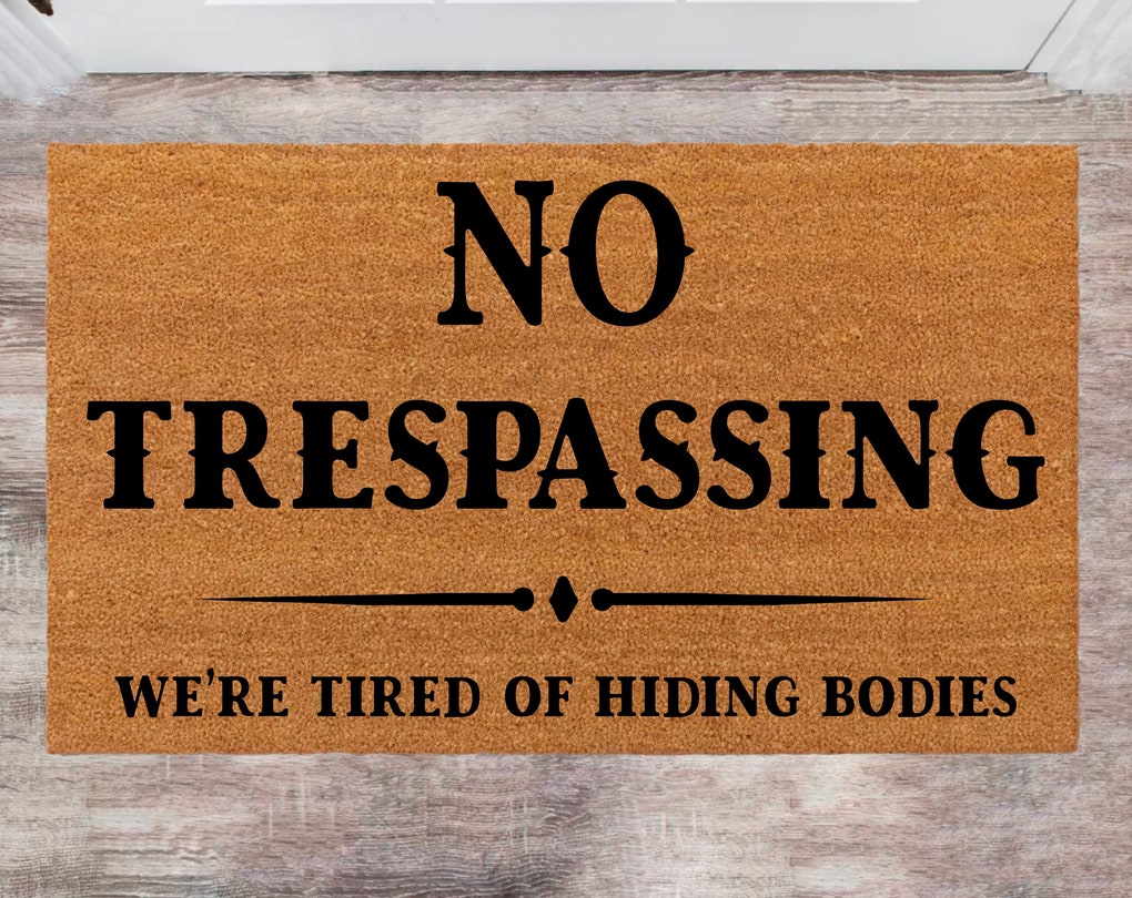 No Trespassing Monogram Rug Closing Gift Funny House Warming Gift Wedding Gift New Home Decoration