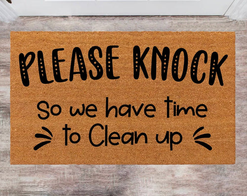 Please Knock So We Have Time To Clean Up Monogram Rug Closing Gift Funny House Warming Gift Wedding Gift