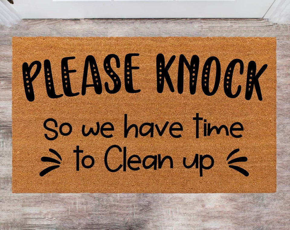 Please Knock So We Have Time To Clean Up Monogram Rug Closing Gift Funny House Warming Gift Wedding Gift