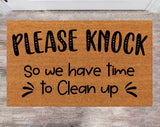 Please Knock So We Have Time To Clean Up Monogram Rug Closing Gift Funny House Warming Gift Wedding Gift