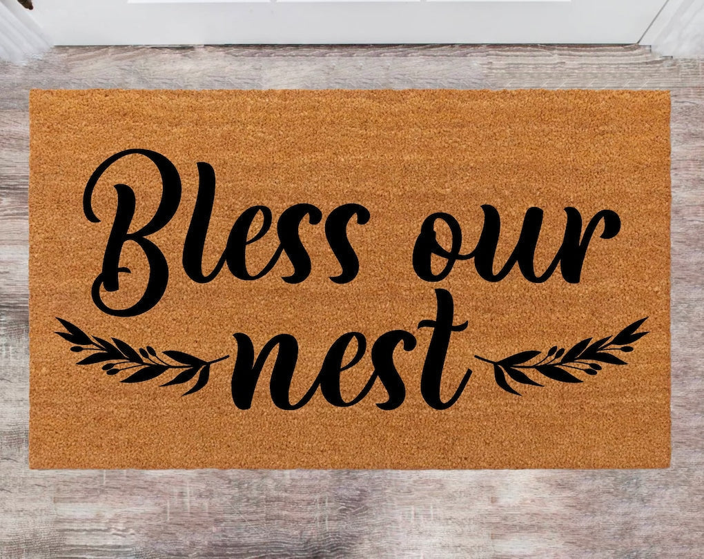 Bless Our Nest Pet Lover Gift Christmas Rug Last Name Doormat Family Name Rug New Year Gift Porch Decor