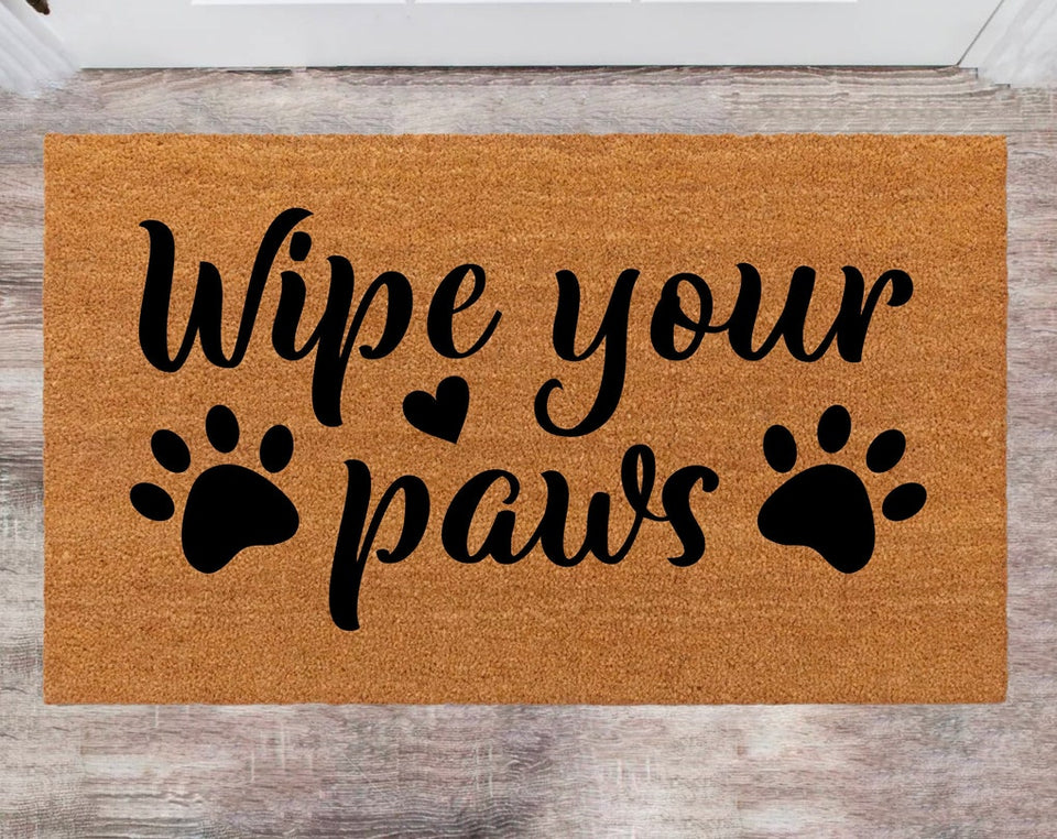 Wipe your Paws Pet Lover Gift Christmas Rug Last Name mat Family Name Rug New Year Gift Porch Decor