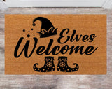 Elves Welcome Christmas Rug Family Name Rug New Year Gift Anniversary Gift Monogram rug Porch Decor