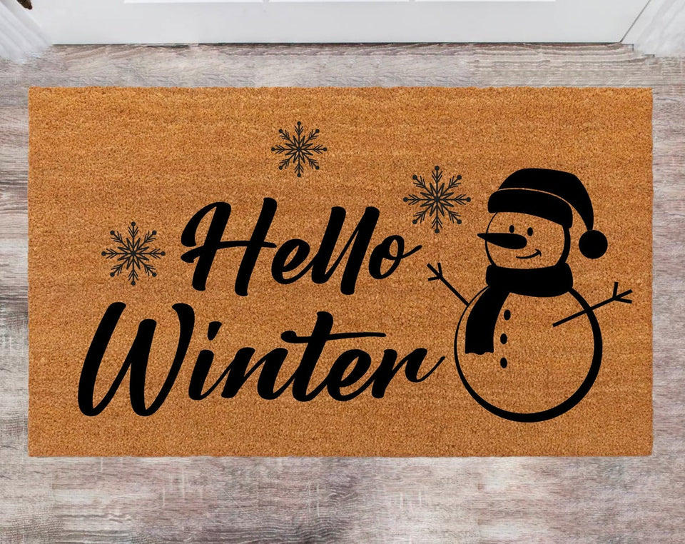 Hello Winter Custom Christmas Doormat Family Name Rug New Year Gift Anniversary Gift Monogram rug