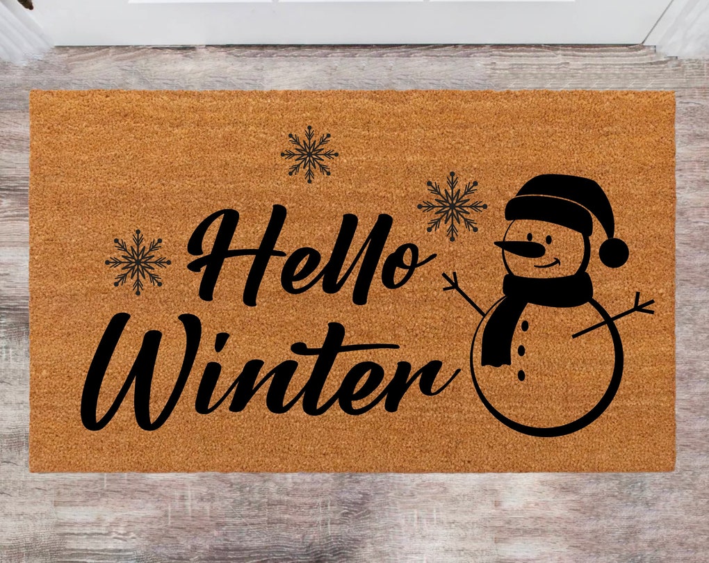 Hello Winter Custom Christmas Doormat Family Name Rug New Year Gift Anniversary Gift Monogram rug