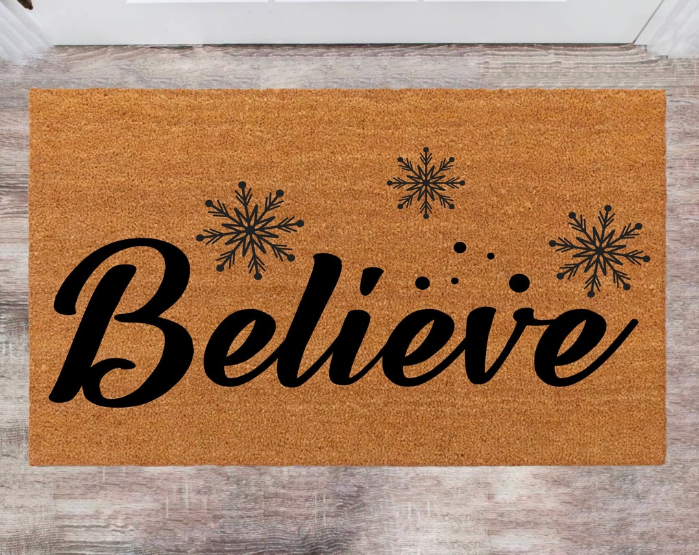 Believe Custom Cute Doormat Family Name Rug New Year Gift Anniversary Gift Monogram Rug Wedding Gift