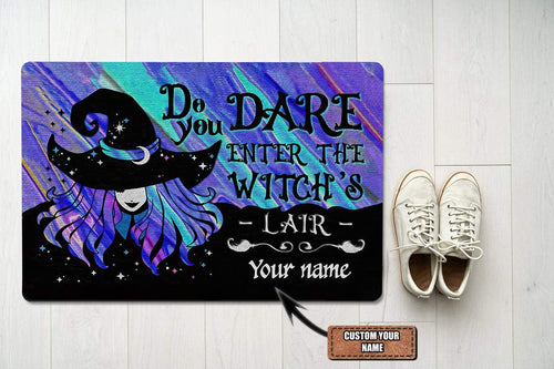 Custom Name Do You Dare Enter The Witch's Lair Halloween Doormat | Best Outdoor Halloween Decoration