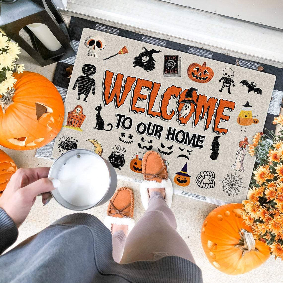 Welcome To Our Home Halloween Doormat | Best Outdoor Halloween Decoration
