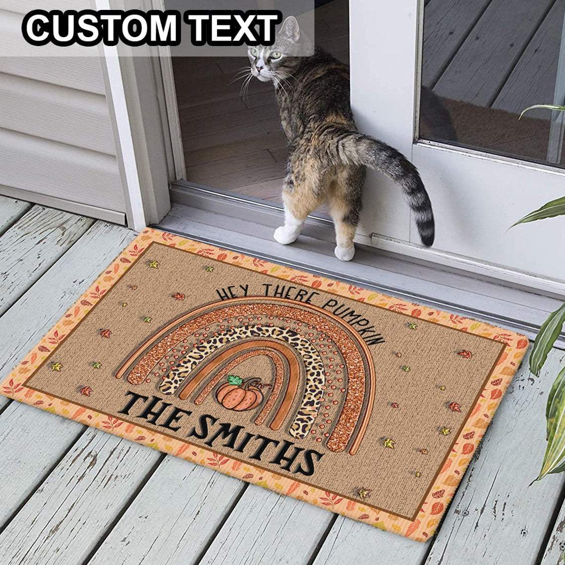 Custom Family Name Leopard Rainbow Halloween Doormat | Best Outdoor Halloween Decoration