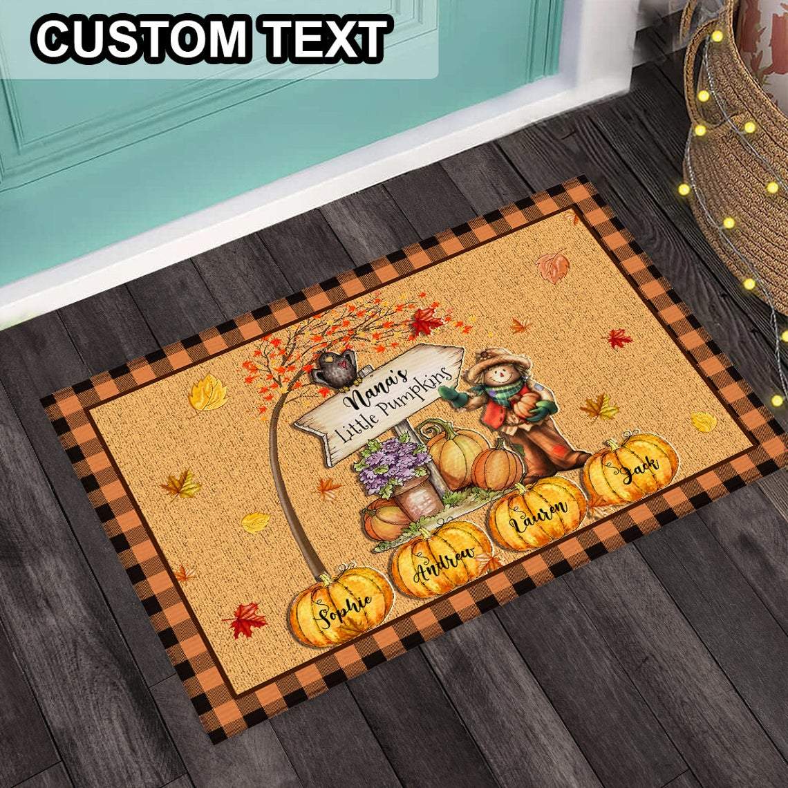 Nana's Little Pumpkins Doormat, Personalized Doormat, Fall Doormat, Pumpkins Name Doormat, Thanksgiving Doormat, Gift for Grandma Nana Gigi