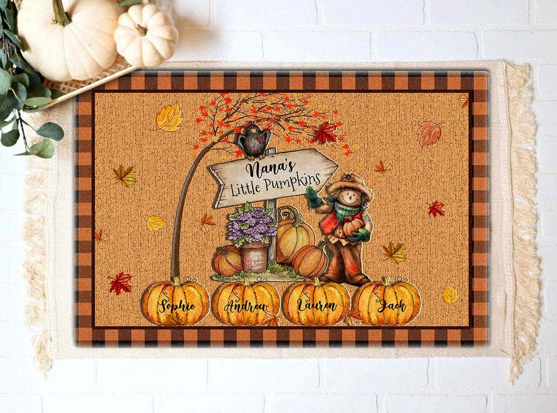 Nana's Little Pumpkins Doormat, Personalized Doormat, Fall Doormat, Pumpkins Name Doormat, Thanksgiving Doormat, Gift for Grandma Nana Gigi