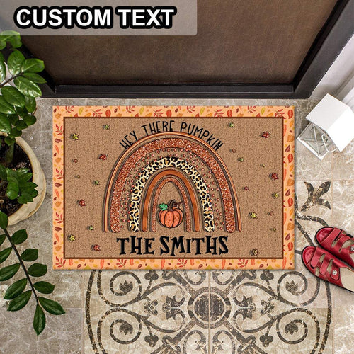 Custom Family Name Leopard Rainbow Halloween Doormat | Best Outdoor Halloween Decoration