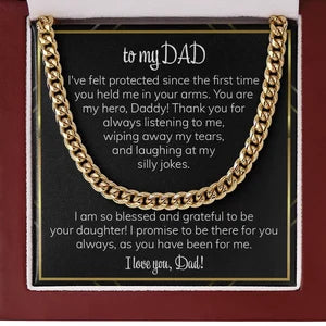 To My Dad Necklace from Daughter - I Love You, Dad, Father's Day Gift, Gift for Father, Cuban Link Chain Necklace