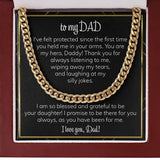 To My Dad Necklace from Daughter - I Love You, Dad, Father's Day Gift, Gift for Father, Cuban Link Chain Necklace