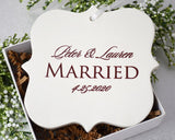 Just Married Ornament, Our First Christmas, Wedding Ornament, Newlywed Ornament, Wedding Gift, Bridal Shower Gift Or Christmas Gift