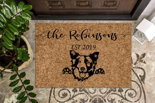 Border Collie Dog Personalized Doormat Custom Doormat Welcome Mat Housewarming Gift Last Name Door Mat Puppy
