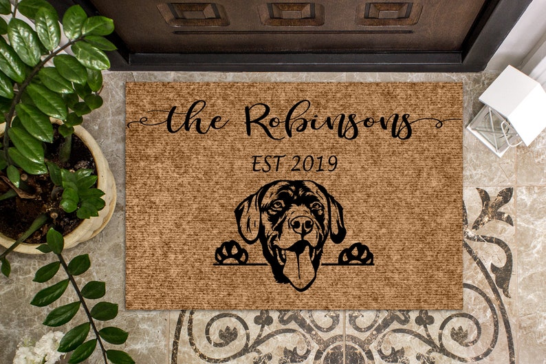 Labrador Dog Personalized Doormat Custom Doormat Welcome Mat Housewarming Gift Last Name Door Mat Chocolate Lab
