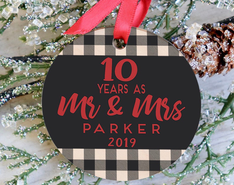Years Married Christmas Ornament, Custom Years As Mr & Mrs Christmas Ornament. Anniversary Christmas Ornament --10599-Or23-059