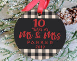 Years Married Christmas Ornament, Custom Years As Mr & Mrs Christmas Ornament. Anniversary Christmas Ornament --10599-Or23-059