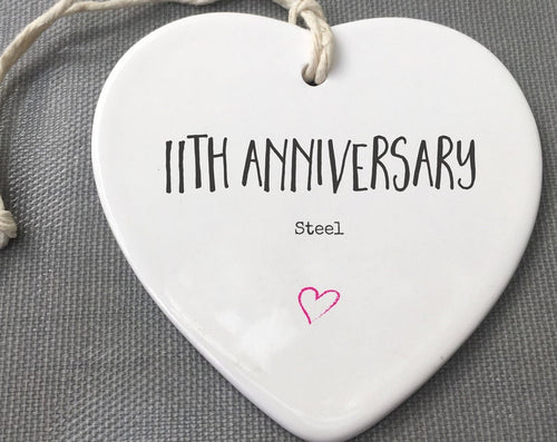 11Th Anniversary Ceramic Keepsake, 11Th Anniversary Ornament, 11Th Anniversary