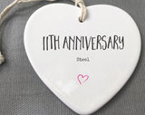 11Th Anniversary Ceramic Keepsake, 11Th Anniversary Ornament, 11Th Anniversary