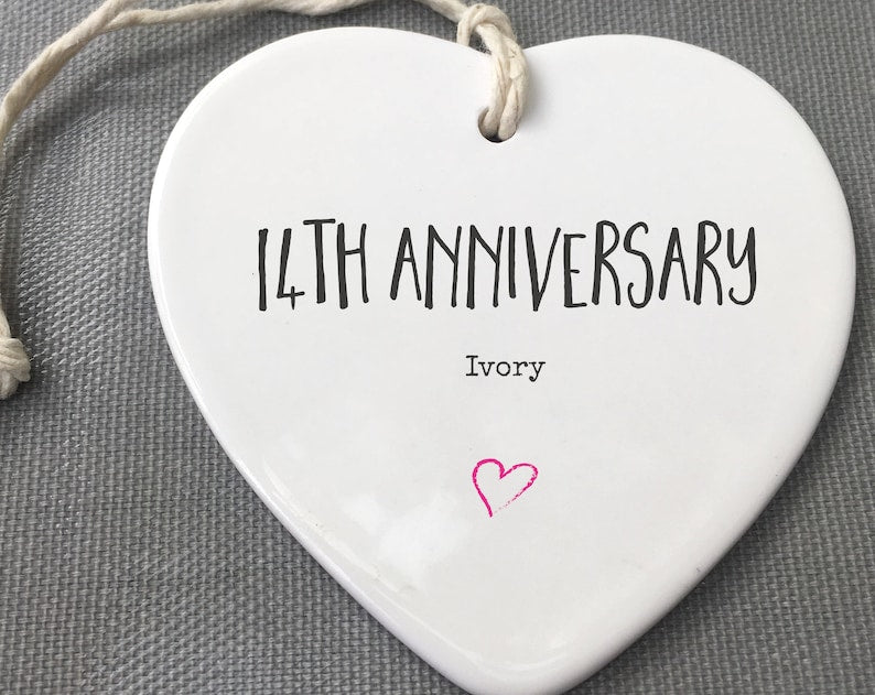 14Th Anniversary Ceramic Keepsake, 14Th Anniversary Ornament, 14Th Anniversary