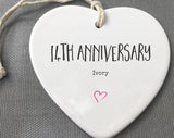14Th Anniversary Ceramic Keepsake, 14Th Anniversary Ornament, 14Th Anniversary