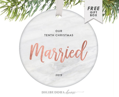 Anniversary Ornaments For Couples 10 Years Of Marriage, Married Couple Gifts Personalized Ornament For Couple 10Th Anniversary Gift For Her