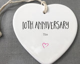 10Th Anniversary Ceramic Keepsake, 10Th Anniversary Ornament, 10Th Anniversary