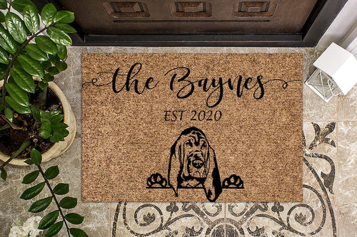 Bloodhound Blood Hound Dog Personalized Doormat Custom Doormat Welcome Mat Housewarming Gift Last Name Door Mat