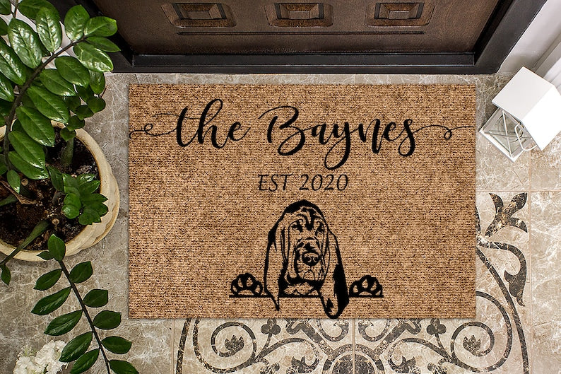 Bloodhound Blood Hound Dog Personalized Doormat Custom Doormat Welcome Mat Housewarming Gift Last Name Door Mat