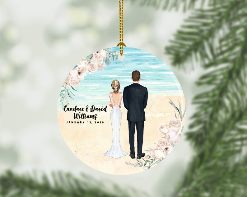 Custom Wedding Ornament, Valentines Gift,Beach Wedding, Spouse Gift, Custom Valentines Gift, Anniversary Gift, Wedding Gift,