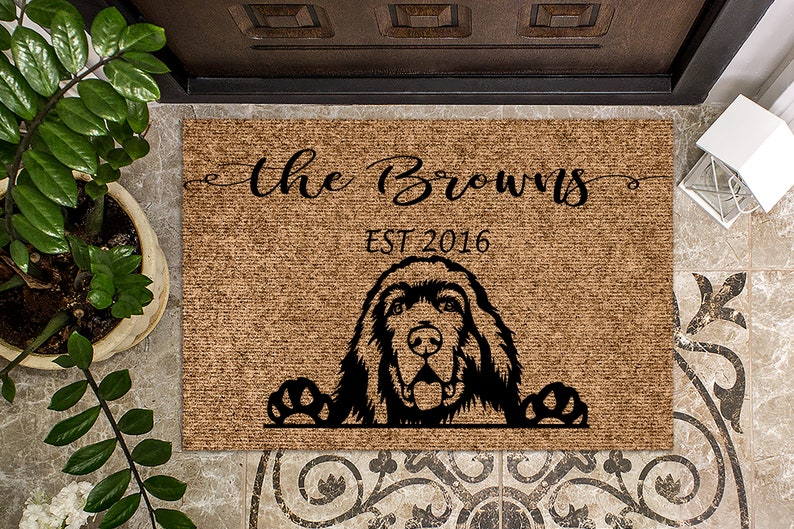 Newfoundland Dog Personalized Doormat Custom Doormat Welcome Mat Housewarming Gift Last Name Door Mat