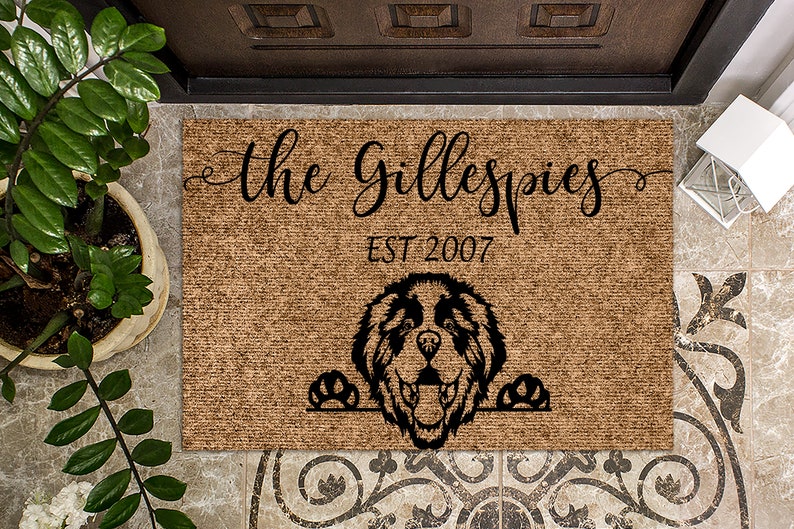 St. Saint Bernard Dog Personalized Doormat Custom Doormat Welcome Mat Housewarming Gift Last Name Door Mat