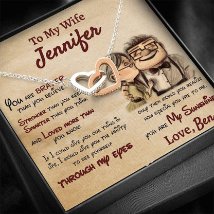 Personalized Wife Necklace, Husband to Wife, Gift For My Wife, Romantic Wife Gift, InterLocking Hearts Necklace